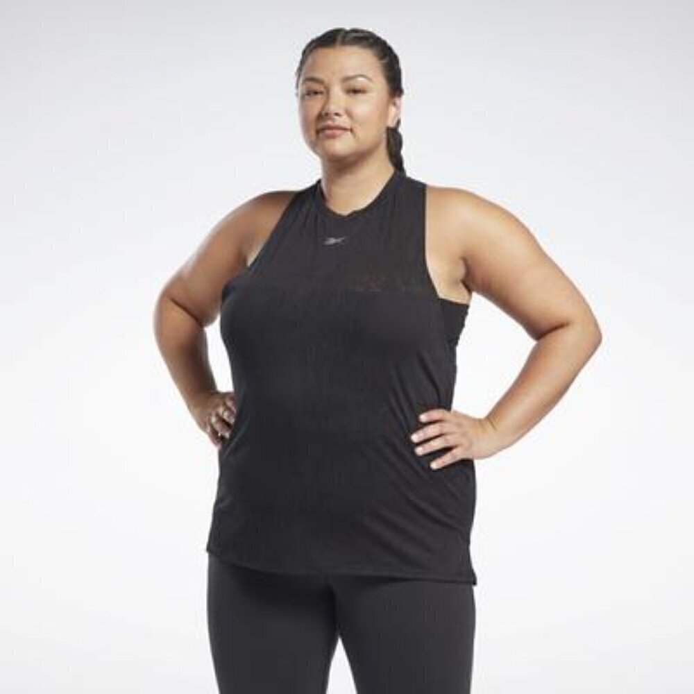 Reebok Plus Size Burnout Tank Top - Black plus size  2X 3X 4X